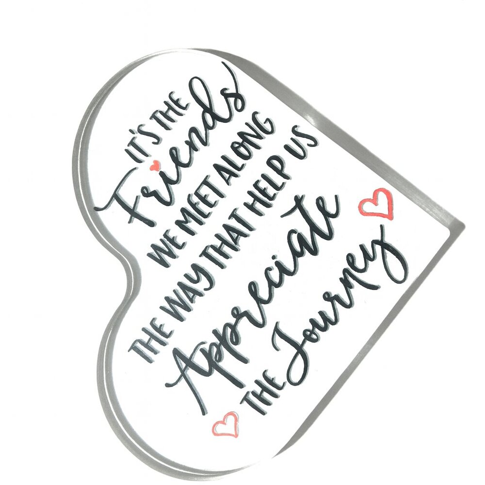 New Small Desk Top Heart-Shaped Inspirational Plaque | Friendship Quote